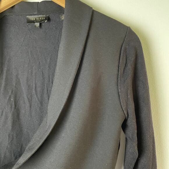 Ted Baker Faiyly Woven Front Wrap Black Cardigan Size 1 (Extra Small) - Picture 6 of 6